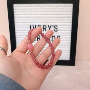 Strawberry Quartz Beaded Bracelet